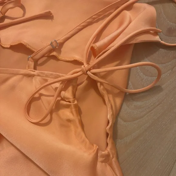 LE LIS Orange Satin Cowl Neck Dress - Picture 4 of 4